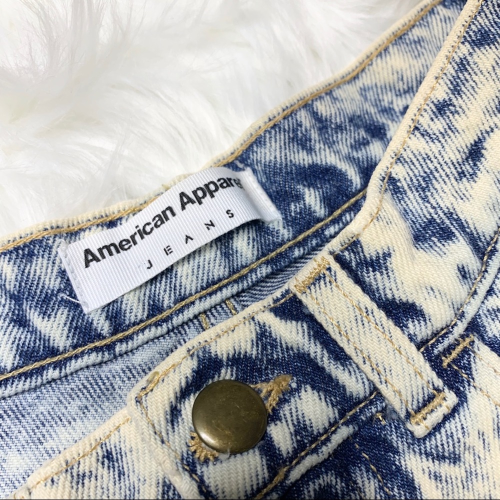 AMERICAN APPAREL High Waist Acid Wash Cuff Shorts - Picture 4 of 8